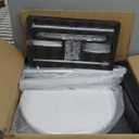 Floor Mobile TV Stand with Power Outlet, Rolling TV Cart for 27-65 Inch OLED LED Monitors, 6 Levels of Height Adjustment, Ambient Lighting on The Bottom Wheels Holds up to 88lbs, 400x400mm (White)