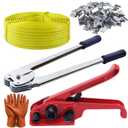 Packaging Banding Strapping Kit Tensioner Tool Sealer, Pallet Strapping Kit, 1/2" Wide x 4000" Length Poly Strapping Kit, Banding Tools for Packing Strapping