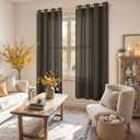 YoungsTex Brown Linen Semi Sheer Curtains 72 Inch Length for Living Room, Chocolate Light Filtering Drapes Privacy with Grommet for Dining Room Bedroom, 2 Panels, 52 X 72 Inch (Sliver-brown Color)
