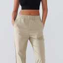 Women's Mid Rise Ankle Pants Golf Pants Women with Pockets Lightweight Activewear Lounge Pants (XX-Large, Ivory)