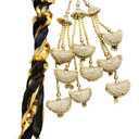 Golden Embroidered Paranda for Women and Girls | Traditional Punjabi Hair Accessory with Beads and Half-Moon Tassels (Length - 35")