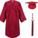 Unisex Adult Matte Graduation Cap and Gown Tassel Set (51''FF(5'6''-5'8''), Maroon)