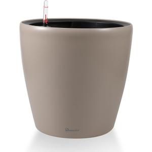Dexceder 15x14 Self Watering Planter with Wheels Indoor Outdoor, Inner Pot Design, Thickened Large Floor Standing Flower Plant Pot with Water Level Indicator (Taupe Matte)