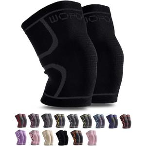 Knee Brace Sleeves for Weightlifting Working out, Knee Pain Relief for Meniscus Tear Arthritis ACL MCL (2 Pack) (X-Large, Black Grey)