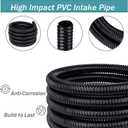 Pond Tubing,1-1/2 inch PVC Flexible Pond Hose, Black Corrugated Waterfall Sump Pump Hose,Drainage Pipe, Kinkproof for Garden Ponds, 1-1/2"x25FT
