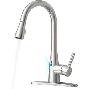 Touchless Kitchen Faucet with Pull Down Sprayer, Adjustable Water Flow, Handle Rotation 270 Degrees & Magnetic Docking Spray, Motion Sensor Kitchen Faucets for Sink 1 or 3 Hole Brushed Nickel