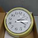 Lily's Home Retro Wall Clock, 9.5 Inch Vintage Design, Silent Non-Ticking Quartz Movement, Battery Operated, Perfect for Kitchen, Living Room, Office, and Indoor Use (Vintage Yellow)