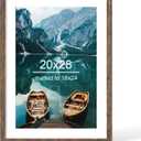 Hongkee 20x28 Picture Frame, Rustic Brown Wood Style - Display Posters 16 x 24 with Mat or 20x28 without Mat, Wall Mounting Horizontal and Vertical, 1 Pack