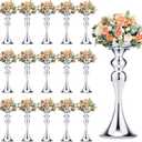 Sadnyy 16 Pcs Metal Flower Arrangements Stand Metal Wedding Centerpiece Stand Tall Table Decor Flower Vase for Wedding Reception Centerpieces Event Party Hotel Home Decor(12.6 Inch,Silver)