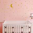 Moon and Stars Wall Decal Vinyl Sticker, Removable Children Kids Art DIY Sticker Mural for Boy Girls Baby Room Decoration Good Night Nursery Wall Decor Home House Bedroom Design (Golden)