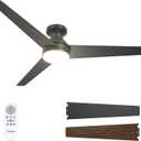 Amico Ceiling Fans with Lights, 52" Low Profile Ceiling fan with Light and Remote Control, Flush Mount, Reversible, 3CCT, Dimmable, Noiseless, Black Ceiling Fan for Bedroom, Indoor/Outdoor Use