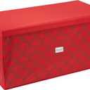 Simplify 96 Ornament Storage Box | Dimensions: 37.5"x 19"x 17.75" | Holds 96 Ornaments | Stackable | Easy Carry Handles | Red | Christmas Storage