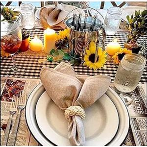 Nautical Rope Napkin Rings Set of 8, Cotton Rope Napkin Ring-Burlap Napkin Rings Set for Harvest, Thanksgiving, Christmas, Farmhouse, Beach, Party Decoration, Wedding, Dining Table etc. (Ivory, 8)