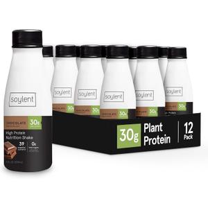 Soylent Complete Protein Shake, Chocolate, 30g Protein, Vegan, Dairy Free and 0g Sugar, Ready to Drink Protein Drinks, 11oz (12 Pack) (EXP 06/23/27)