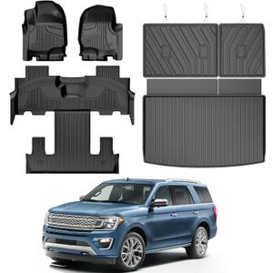 TTX LIGHTING Floor Mats & Cargo Liner & Backrest Mat for Ford Expedition Max 2018-2024 with 2nd Row Bucket Seat - 1st & 2nd & 3rd Row Floor Liner All Weather Protection Car Accessories (Only for Max)