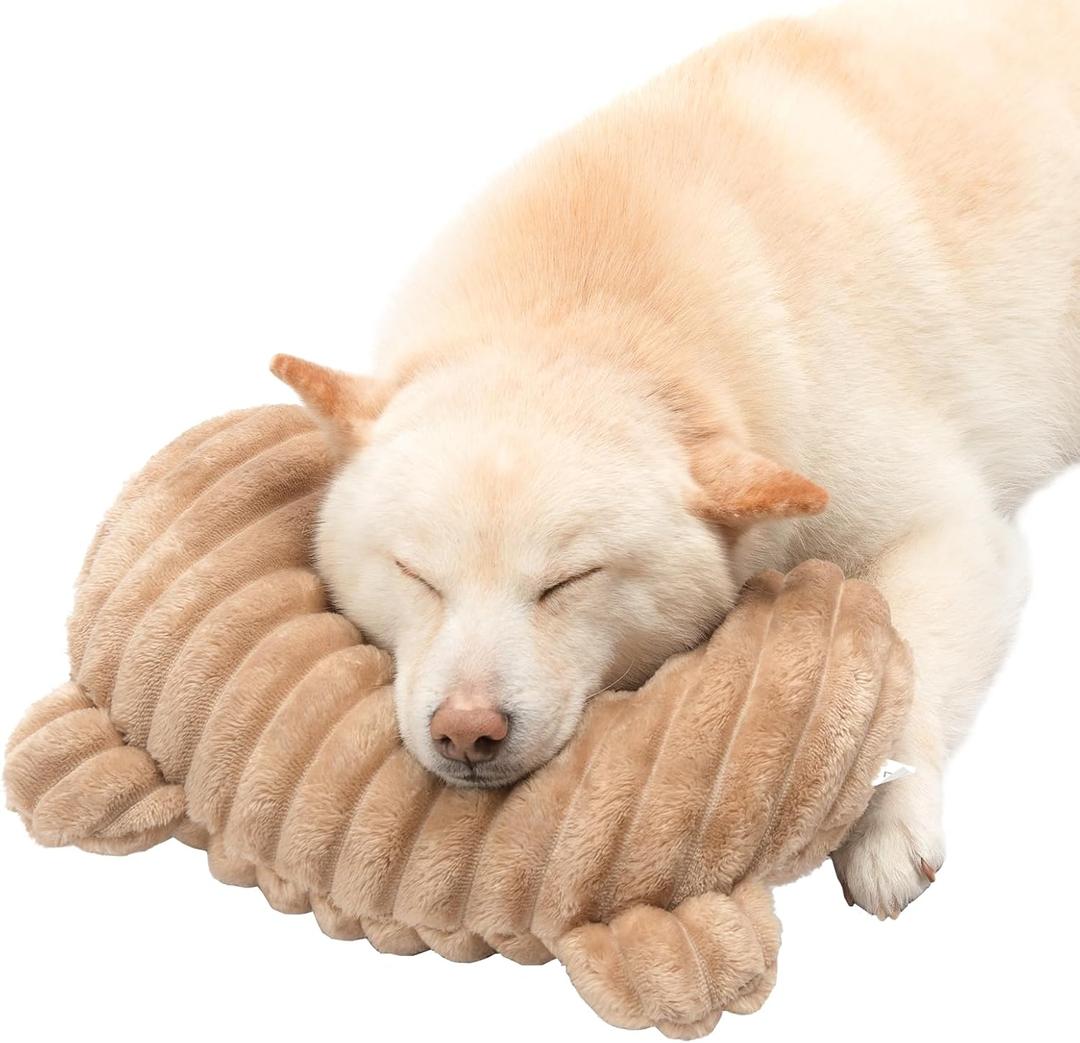 Jiupety Dog Calming Pillow, Soft and Neck-Friendly, Washable Pet Neck Pillows for Small Medium Large Dogs and Cats, 14" x 9", Coffee