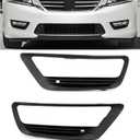 HECASA Fog Light Trim Bezel Black Driver Passenger Side Compatible with 2013-2015 Honda Accord Sedan Replacement for HO1038111 71112T2AA10 (Pair)