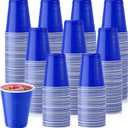 Zopeal 200 Pcs Plastic Cup Bulk 18 oz Disposable Tumblers Wedding Hard Plastic Party Wine Cups Fancy Beverage Drinking Soda Cocktail Glasses for Wedding Birthday Christmas(Blue)