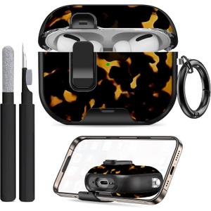 for AirPods Pro 3 Case (2025) with Phone Stand & Cleaner Kit, Cute Soft Silicone Cover for AirPods Pro 3rd Genera case with Keychain for Women Men with Keychain for Airpod Pro case(2025) (Brown Marble)