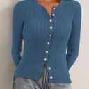 PRETTYGARDEN Womens 2025 Fall Cardigan Sweaters Lightweight Long Sleeve Button up Ribbed Knit Tops Winter Fashion Clothes (M)