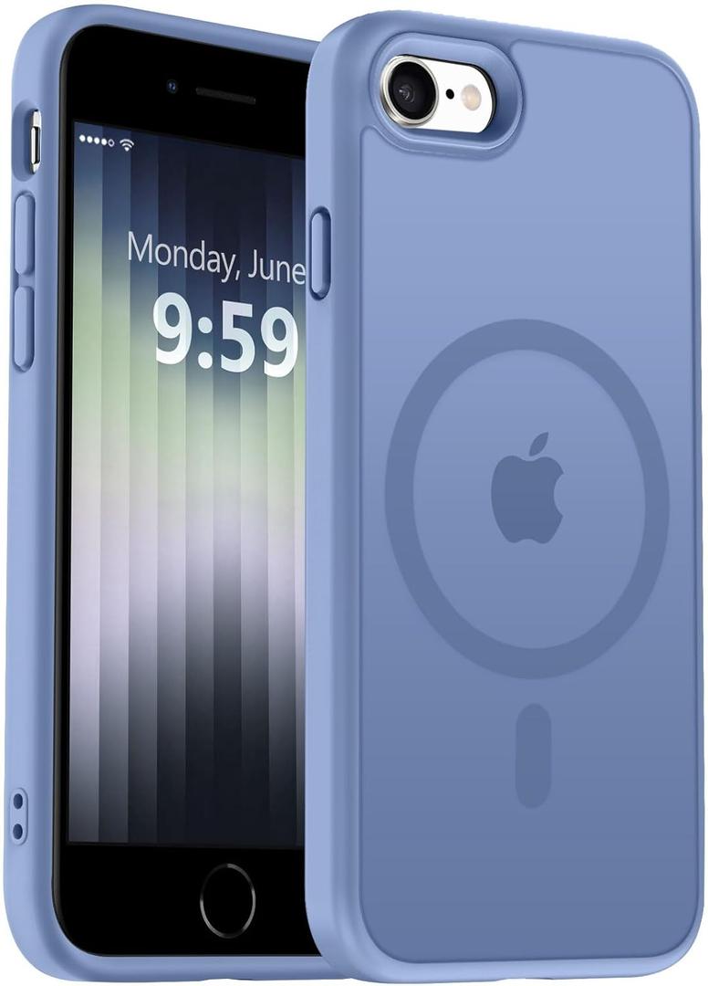 MOCCA Strong Magnetic for iPhone SE Case 2022/iPhone SE 2020 Case/iPhone 7 Case/iPhone 8 Case [Compatible with Magsafe] Slim Thin Translucent Matte Protective Cover Phone Case 4.7'', Blue