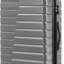 Coolife Expandable Large Checked Luggage with Spinner Wheels, Hard Shell Suitcase TSA Lock Rolling Travel Luggage 28-inch,Gray