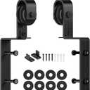 skysen Heavy Duty Sliding Barn Door Hardware Single Track Bypass Double Door Kits Roller Set (Bypass J Hanger Set)