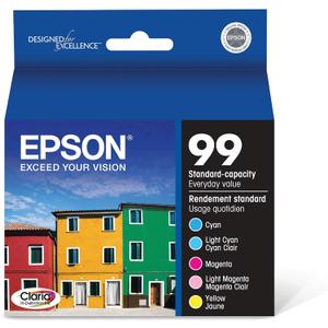EPSON 99 Claria Hi-Definition Ink Standard Capacity 5 Color Cartridge Combo Pack (T099920-S) Works with Artisan-700, 710, 725, 730, 800, 810, 835, 837