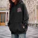 Christian Graphic Hoodies for Women God Bible Verse Oversized Hoodie Religious Letter Print Acid Wash Sweatshirts (Black, M)