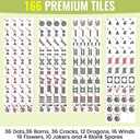 American Mahjong Tile Set,166 White Tiles Mahjong Set,4 Colors Mahjong Racks,Travel Mahjong Set with Blue Carrying Bag, 5" X 2" X 1.2"