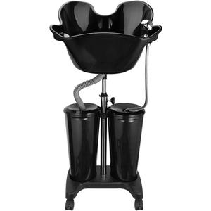 Portable Shampoo Bowl with Electric Pump, Plastic Shampoo Unit with 2 Bucket and Drain Hoses, Basin Height Adjustable Portable Salon Sink for Home Salon Use, Large