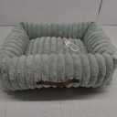 Bedsure Washable Dog Bed for Medium Dogs - Cute Furry Puppy Beds, Rectangle Orthopedic Corduroy Fleece Pet Beds with Removable Zipper Cover, 25x21x7inches, Green