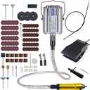 780W Flex Shaft Rotary Tool, 500-25000RPM Flexible Shaft Grinder Kits with Variable Speed Foot Pedal and 110pcs Accessories for Grinding Polishing Sanding Deburring Cutting Buffing Finishing
