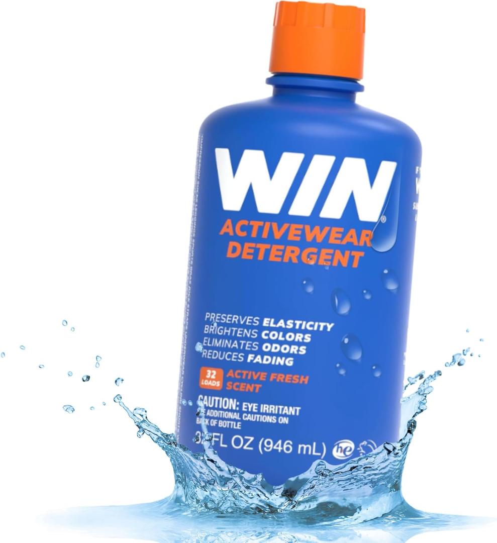 WIN Activewear Detergent - Active Fresh - 32oz Bottle - Sports Detergent for Sweaty Workout Clothes and Team Uniforms (32 Fl Oz (Pack of 1))