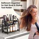 Hair Tools Organizer - Hair Dryer Holder for Vanity, 4-in-1 Metal Bathroom Counter Organizer, 2-Tier Large Bathroom Storage for Blow Dryer, Curling Iron, Accessories, Makeup, Hair Styling Tool