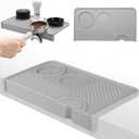 Espresso Tamping Mat, Coffee Tamper Mat, 10.4×5.6 In Silicone Coffee Matt for Counter, Espresso Machine Accessories, Waterproof and Heat Resistant Tamp Mats for Espresso Coffee Station(Grey)