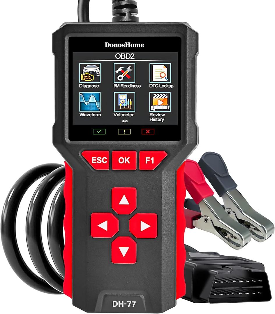 3.2" Big Screen 5 in 1 OBD2 Scanner+Battery Tester 5-36V 20-3300CCA >99.8% Accuracy Test OBD2/EOBD Diagnostic Tool Engine Code Reader EVAP Digital Diagnosis DTC for Car Motorcycle&Truck