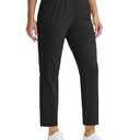 Seamaid Women's Golf Pants with Pockets 7/8 Stretch Ankle Travel Pants for Athletic Casual Black Medium