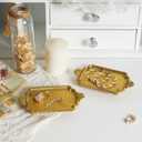 NIKKY HOME Small Jewelry Dish Ring Holder, Set of 2 Vintage Trinket Display Decorative Metal Tray Classy Birthday Christmas Gifts, Gold