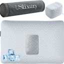 USlixury Piercing Pillow with Foam Plug - Piercing Pillow with Off Center and 4.7"X3.2" Ear Hole, Soft CertiPUR-US Memory Foam, Firm Support for Side Sleepers, Cooling, Traveling, 16"X11"X4''