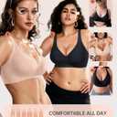 OEAK Womens Deep V Bras Wireless Comfortable Bra Supportive No Underwire Bras Tshirt Push Up Bralettes Plunge Seamless Bra, XS