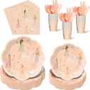 Yungyan 170 Pcs Princess Party Supplies Kit Pink Fairytale Disposable Tableware Set Include Plate Cup Utensil Napkin for Princess Birthday Party Baby Shower Decoration, Serve 24 Guests