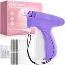 Tagging Gun for Clothing - Retail Hang Tag Gun for Clothes, Includes 6 Needles, 1000 White Fasteners & 1000 Black Fasteners (Purple)