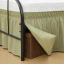 Vocander Dust Green Split Corner Bed Skirt for Queen Beds 14 Inch Drop, Adjustable Elastic Dust Ruffles for Metal Frame, Adjustable Tailored Bedskirts Fade & Wrinkle Resistant
