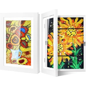18X13 Kid's Art Display Frame - 2 Pack Artwork Pictures Holds 150 Front Opening Changeable Wood Grain Kids Art Frame with Storage for Drawings Schoolwork Art Projects at Home, 94954109