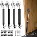 Drop Down Gas Struts,with 90 Degree Page Turning axis,Gas Spring Hinge,for Cabinet and Desk Downward Flap Slowly Down,Only Open Down The Door (4, Black)