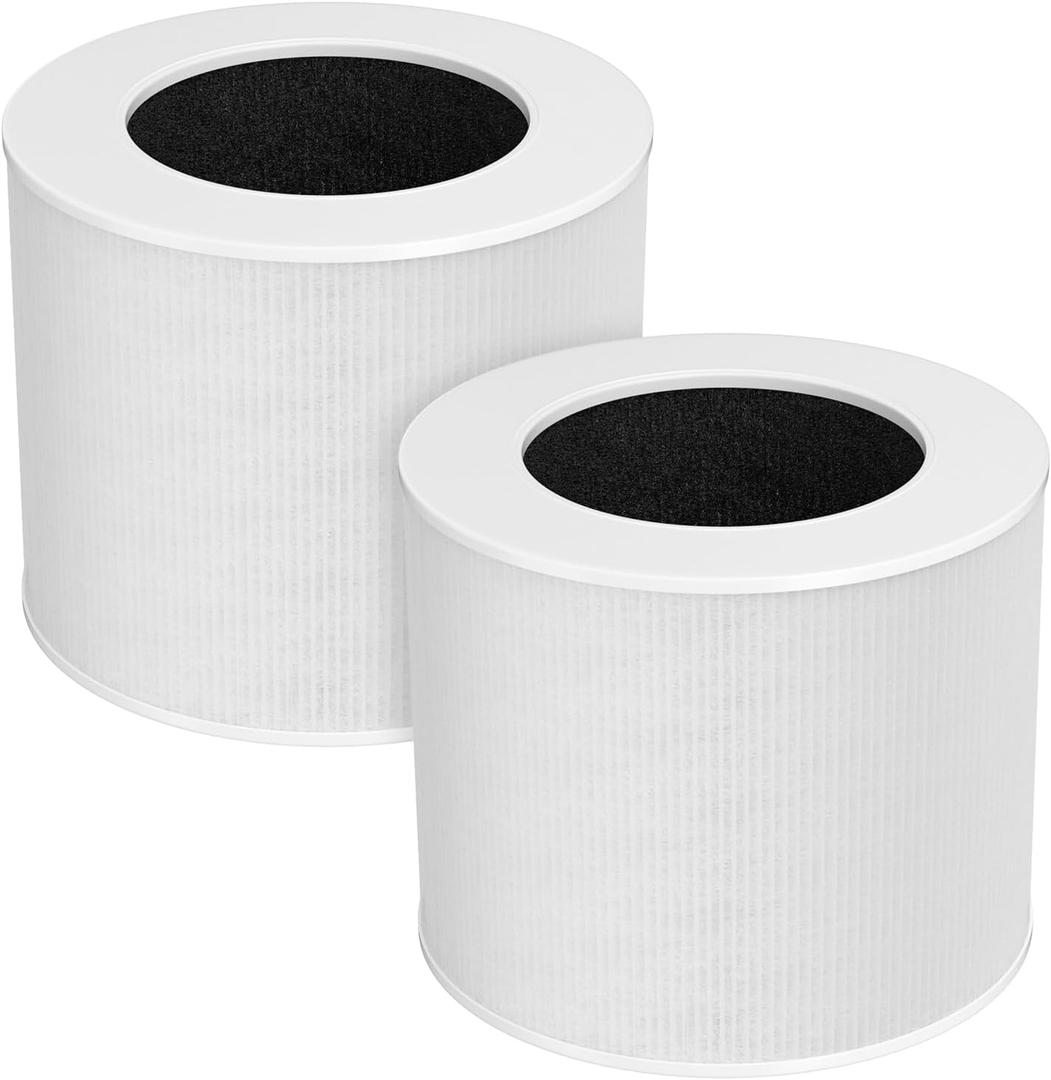 2-Pack Core Mini Air Purifier Replacement Filter Compatible with LEVOIT Core Mini Air Purifier, 3-in-1 True HEPA Filter, High-Efficiency Activated Carbon, Replace Core Mini-RF, White