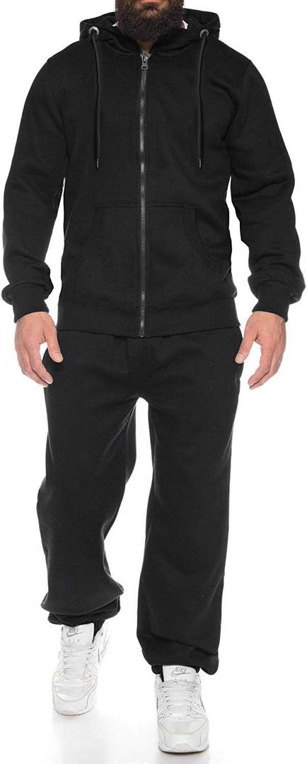 COOFANDY Academy Warm Up Tracksuit Long Sleeve Zipper Drawstring Casual Jacket Sweatsuit Set for Men Black, 3XL