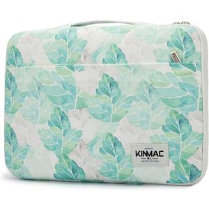 Kinmac 360 Heavy Duty Protective Laptop Computer Sleeve case Bag Cover with Handle for MacBook Pro 14 inch,14 inch-14.4 inch HP Lenovo Dell ASUS Acer Laptop (Green Leaf)