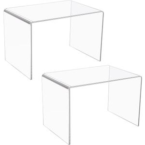 Jusalpha 2-PC Large Clear 5mm Acrylic Riser for Retail, Shelf Showcase Fixtures for Jewelry, Display Stand for Amiibo Funko POP Figures, Cupcakes, Food Display, Riser015 (10.5''x7''x7'')